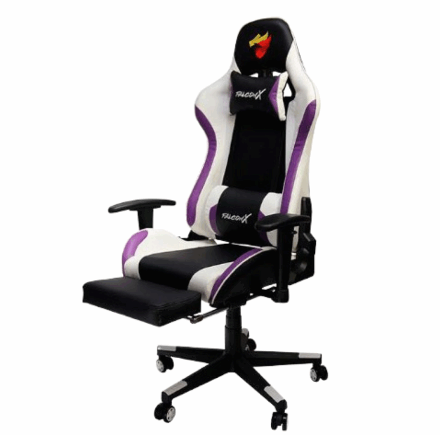SILLA GAMER FALCONX REPOSAPIES SD-202FT SHADOW LUX BLACK WHITE PURPLE
