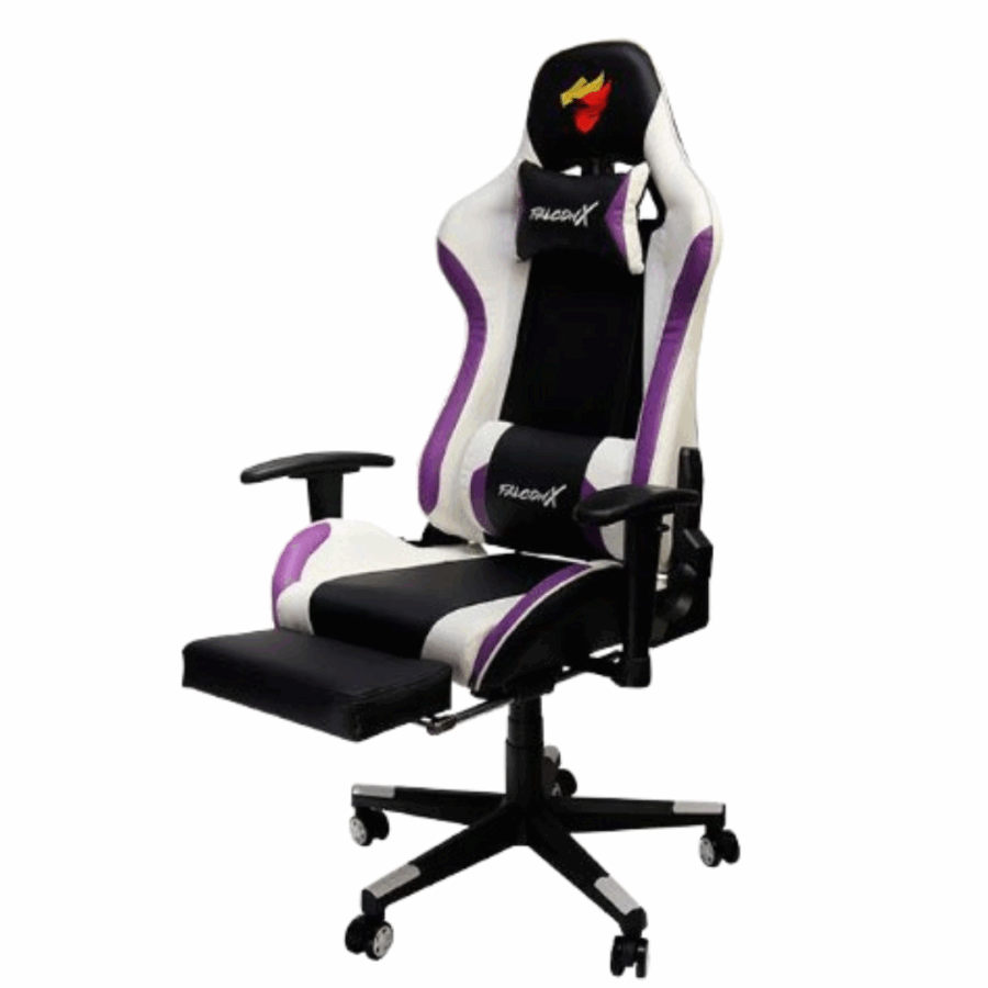 SILLA GAMER FALCONX REPOSAPIES SD-202FT SHADOW LUX BLACK WHITE PURPLE